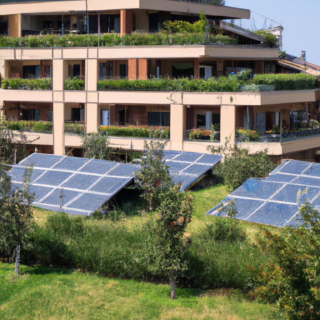 Città verde con tecnologie ecologiche